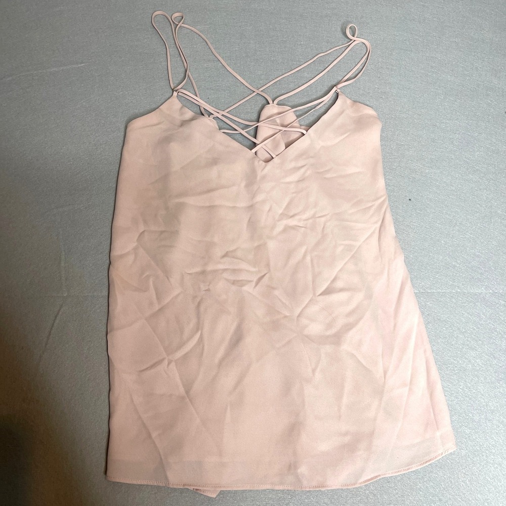 Express Beige Pink Strappy Tank Cami Sheer Lined‎
